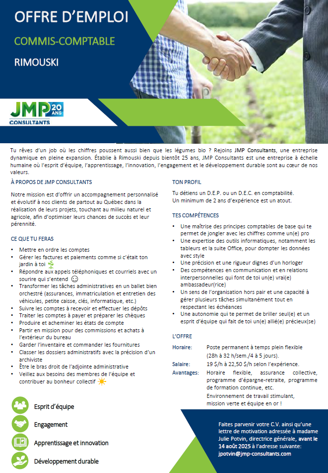 offre emploi commis comptable